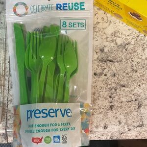 Green Reusable Cutlery Set - 8 Sets